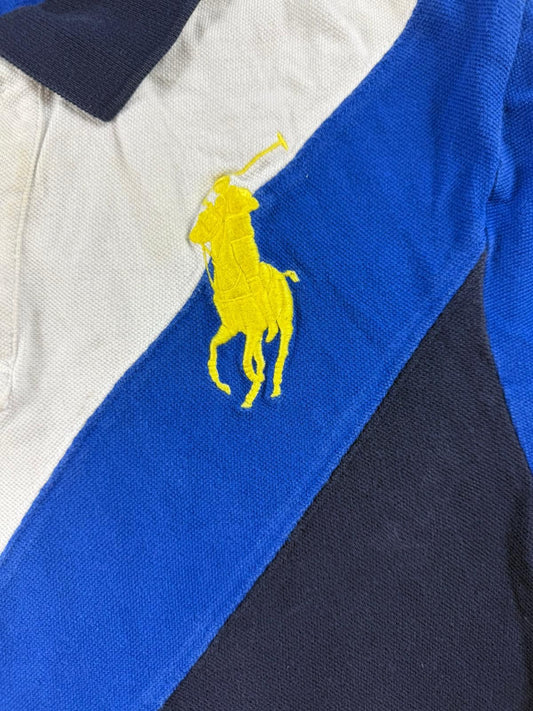 Polo Shirt Blau/Weiß Colorblock – Ralph Lauren Big Pony Logo (XS-S)