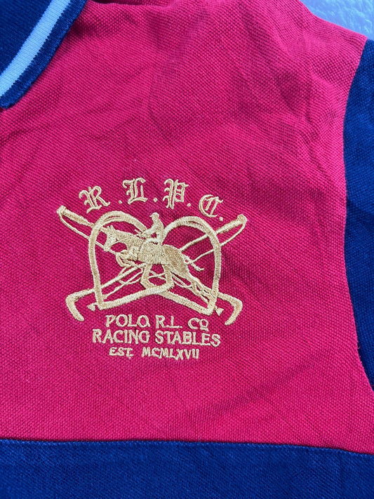 Polo Ralph Lauren Racing Polo Shirt Rot/Blau mit Wappen (XL)