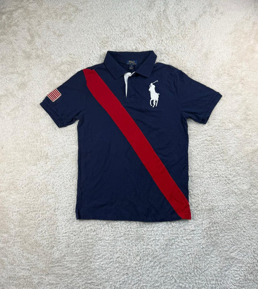 Polo Ralph Lauren Big Pony Polo Shirt Navy Red Stripe – USA Edition (S)
